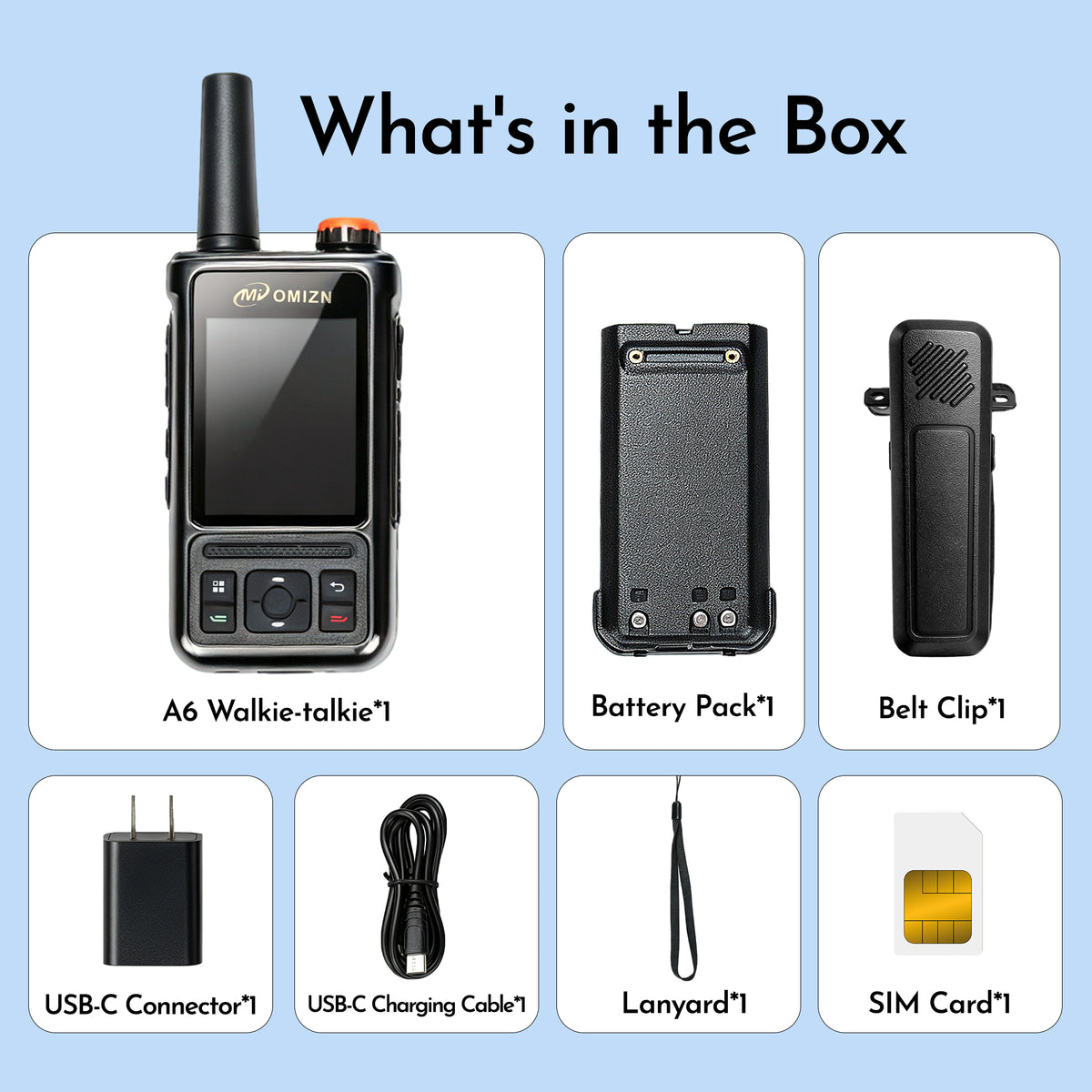 OMIZN A6 Walkie-Talkie 4G LTE de Largo Alcance con Tarjeta SIM Incluida โ 1 Unidad