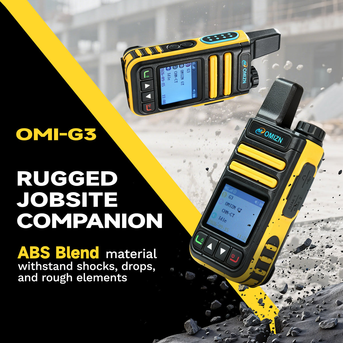 OMIZN G3 4G LTE Dual SIM Walkie Talkie, Unlimited Range, Lifetime Free, IP65, AES256 Encryption, Noise Reduction