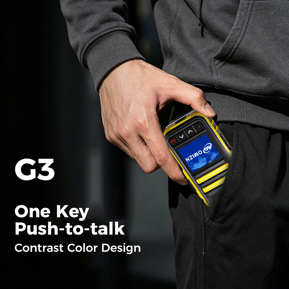 OMIZN G3 4G LTE Dual SIM Walkie Talkie, Unlimited Range, Lifetime Free, IP65, AES256 Encryption, Noise Reduction