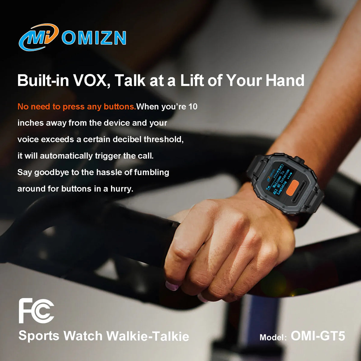 OMIZN GT5 Watch Walkie Talkie 4G Unlimited Range PoC Radios VOX Hands-Free IP65 AES256 Noise Reduction