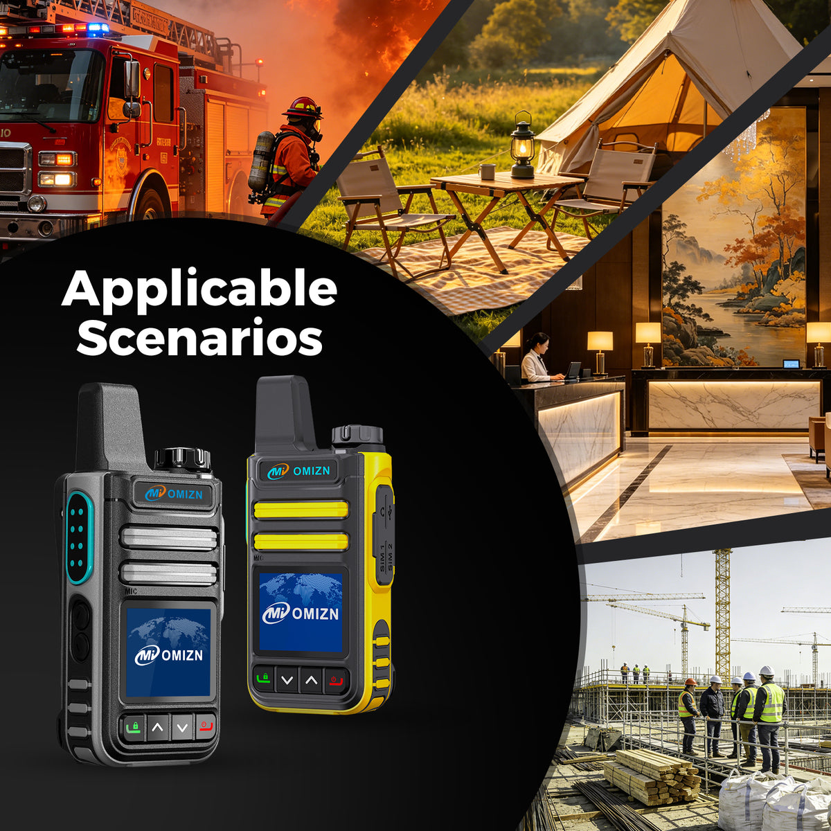 OMIZN G3 4G LTE Dual SIM Walkie Talkie, Unlimited Range, Lifetime Free, IP65, AES256 Encryption, Noise Reduction