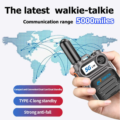 OMIZN M5 Walkie-Talkie Global – Intercomunicador de Red Pública con Cobertura Nacional e Internacional y Alcance de hasta 5000 km