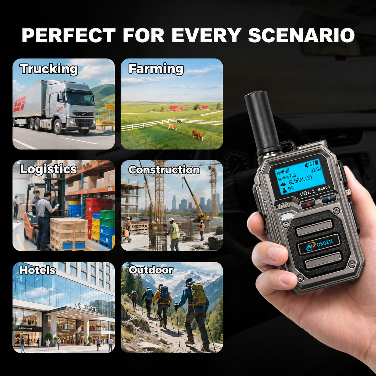 OMIZN Global walkie talkie, M9 model, supports long-distance,intercom across the country, more than 5000 kilometers, no monthly fee
